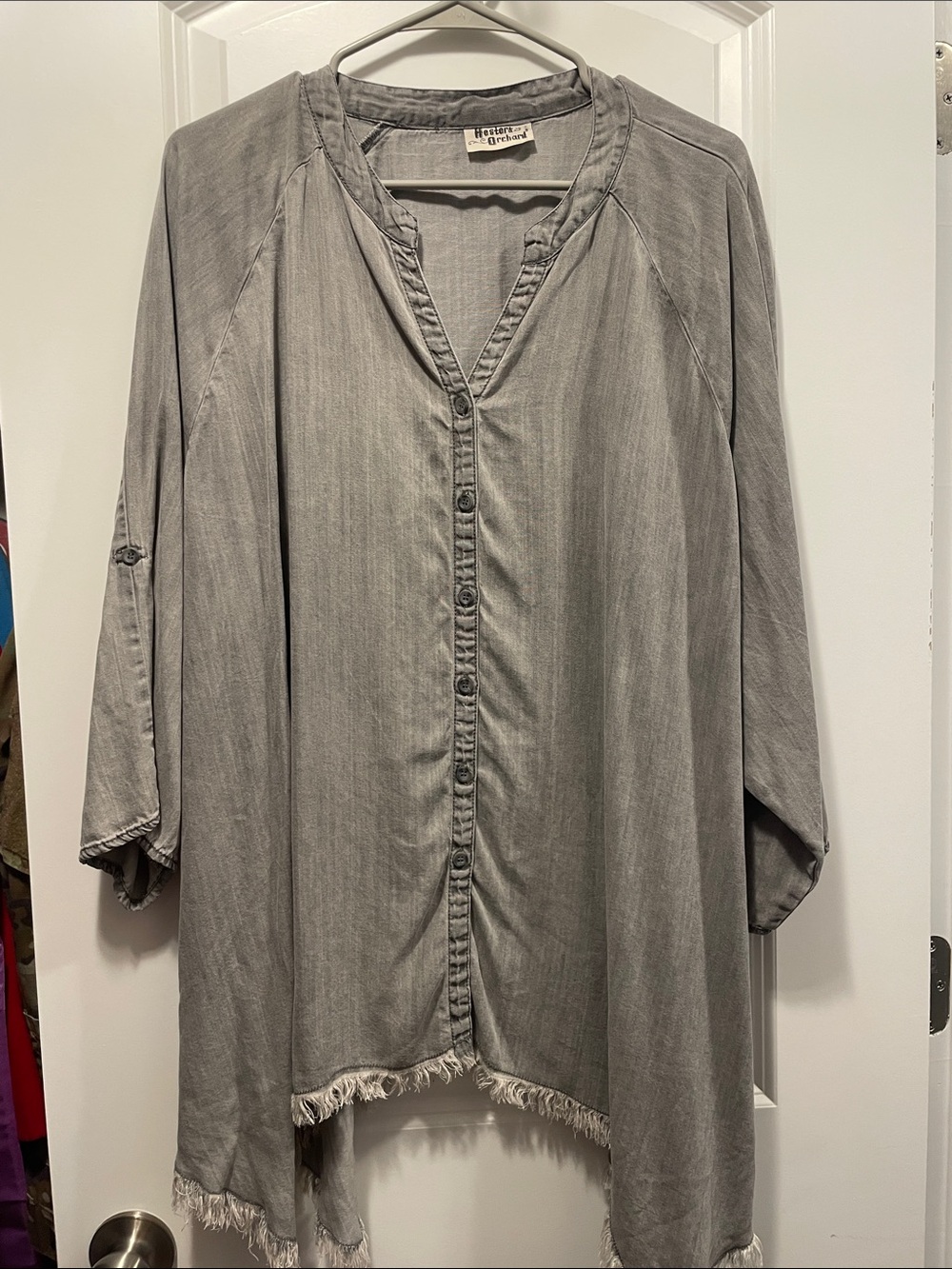 💜 Heathered Gray Button-Down Tunic Shirt - Rails & Co.